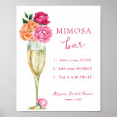 Roze pioenroos Bright Floral Mimosa Bar Douche Poster (Voorkant)