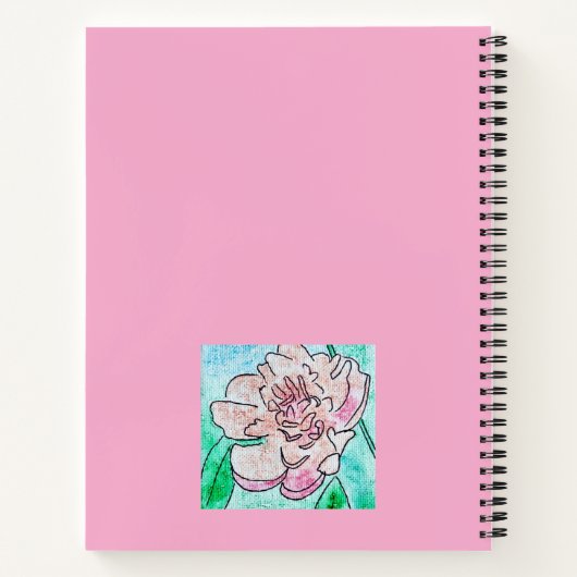 Roze pioenroos en bloemknop roze notitieboek (Achterkant)