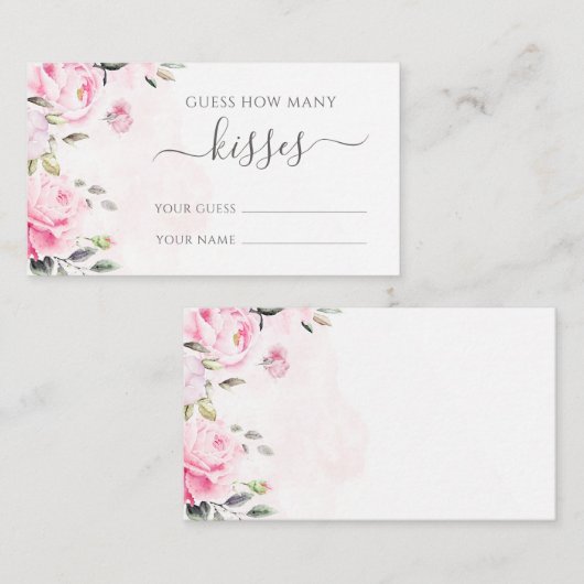 Roze pioenroos Floral Raad hoeveel kussen spel Kaa Informatiekaartje (Voorkant / Achterkant)