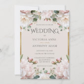 Roze pioenroos Floral Waterverf bruiloft uitnodigi Kaart (Voorkant)
