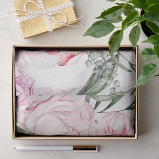 Roze pioenroos florale decoupage tissuepapier (Geschenk)