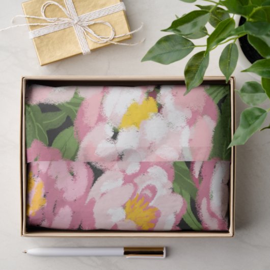 Roze pioenroos florale decoupage tissuepapier (Geschenk)