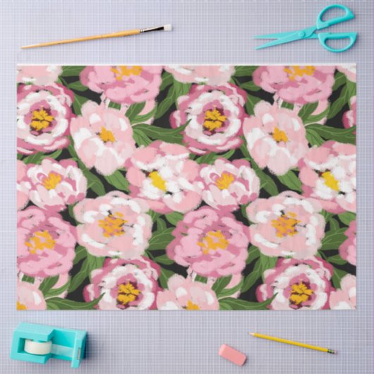 Roze pioenroos florale decoupage tissuepapier (Craft)
