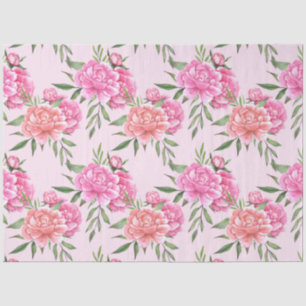 Roze pioenroos florale decoupage tissuepapier