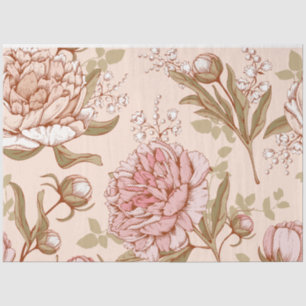 Roze pioenroos florale decoupage tissuepapier
