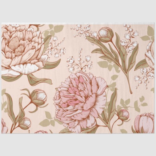 Roze pioenroos florale decoupage tissuepapier (Voorkant)