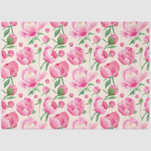 Roze pioenroos florale decoupage tissuepapier (Voorkant)