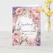  Roze Pioenroos Ovaal Lijst Wedding Kaart (Gele Bloem)