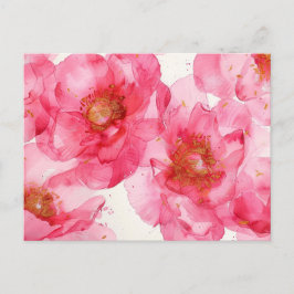 Roze pioenroos patroon briefkaart