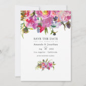 Roze Pioenroos Watercolor Trouwfoto Save The Date (Voorkant)