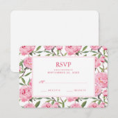 Roze pioenroos Waterverf Bloemen - Huwelijk RSVP (Voorkant / Achterkant)