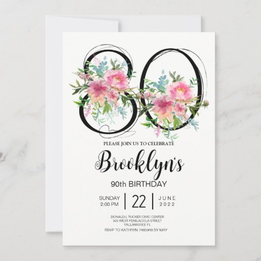 Roze Pioenrozen 80e Verjaardag Kaart (Voorkant)