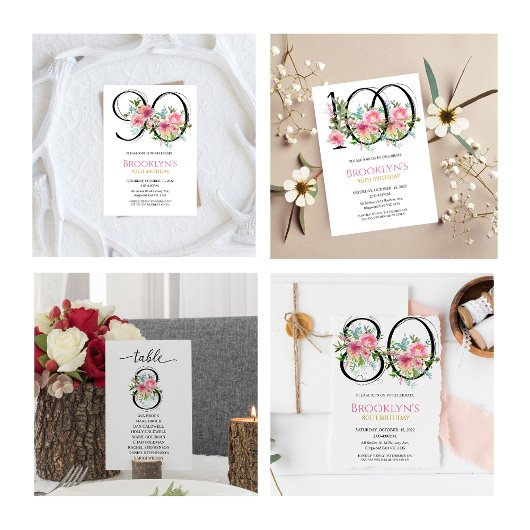 Roze Pioenrozen 80e Verjaardag Kaart