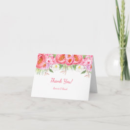 Roze Pioenrozen Aquarel Bloemen Bruiloft Bedankt