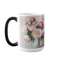 Roze Pioenrozen Art Deco Morphing Mok