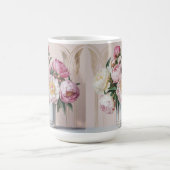  Roze Pioenrozen Art Deco Morphing Mok (Midden)