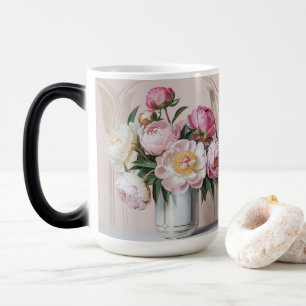 Roze Pioenrozen Art Deco Morphing Mok