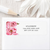 Roze Pioenrozen baby shower retour adreslabel Etiket (Insitu)