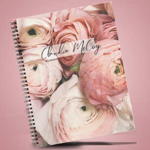 Roze Pioenrozen Bedrijfsspiraalnotitieboek Notitieboek