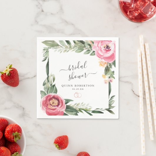 Roze Pioenrozen Bloemachtige Bruidsdouche Persoonl Servet (Insitu)