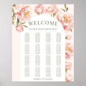 Roze pioenrozen bloemboog Bruiloft Zitkaarten Poster (Voorkant)