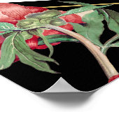 Roze Pioenrozen Bloemen Bruiloft Zwart Zitkaart Poster (Hoek)