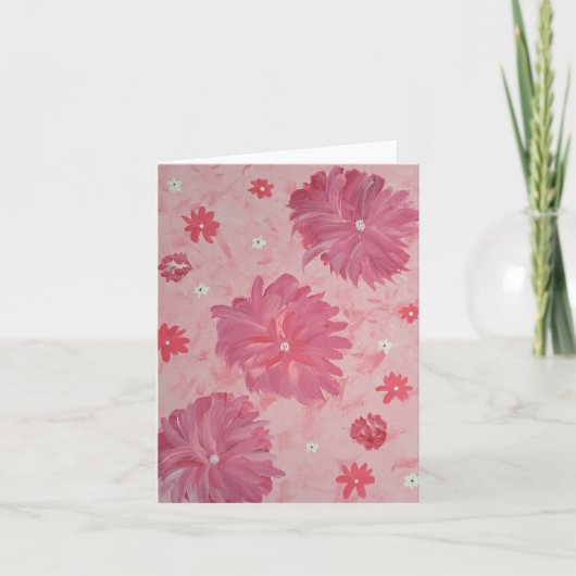 Roze Pioenrozen Bloemen Note Kaart (Voorkant)