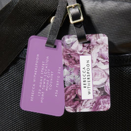 Roze Pioenrozen Bloemenaangepaste Bagagelabel