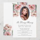 Roze pioenrozen bloemenfoto in liefdevolle herinne kaart (Voorkant / Achterkant)