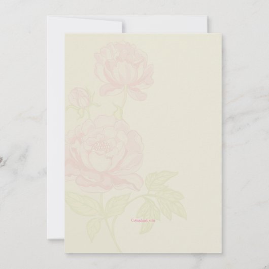 Roze pioenrozen Bloemenuitnodiging Kaart (Achterkant)