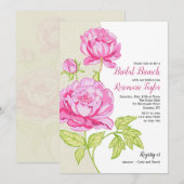 Roze pioenrozen Bloemenuitnodiging Kaart (Voorkant / Achterkant)