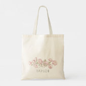 roze pioenrozen bruidsmeisje naam tote bag (Achterkant)