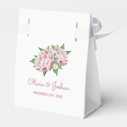 Roze Pioenrozen Bruiloft Favor Dozen Bedankdoosjes (Achterkant)