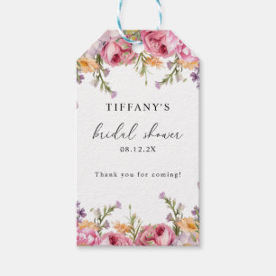 Roze Pioenrozen Bruiloftsshower Bedankt Cadeaulabel