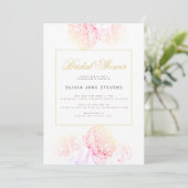 Roze Pioenrozen Elegante Script Moderne Bruidsdouc Kaart (Staand voorkant)