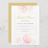 Roze Pioenrozen Elegante Script Moderne Bruidsdouc Kaart (Voorkant / Achterkant)