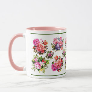 Roze Pioenrozen en Bloemstukken Mok