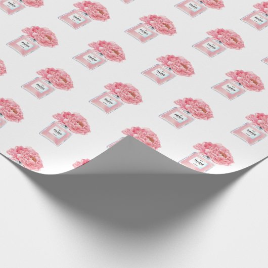 Roze Pioenrozen en Parfum Bloemen Cadeaupapier (Hoek)