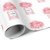 Roze Pioenrozen en Parfum Bloemen Cadeaupapier (Rol Hoek)