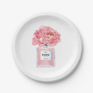 Roze Pioenrozen en Parfum Bloemige Bruidsdouche Papieren Bordje