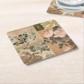 Roze Pioenrozen en Rozen Antiek Kunst Kartonnen Onderzetters (Schuin)