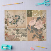 Roze Pioenrozen en Rozen Antiek Kunst Tissuepapier (Craft)