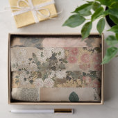 Roze Pioenrozen en Rozen Antiek Kunst Tissuepapier (Geschenk)