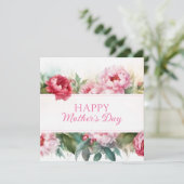 Roze Pioenrozen Gelukkige Moederdag Feestdagenkaart (Staand voorkant)