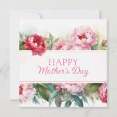 Roze Pioenrozen Gelukkige Moederdag Feestdagenkaart (Voorkant)