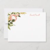 Roze Pioenrozen Gepersonaliseerde Platte Nota Kaar Notitiekaartje (Voorkant)