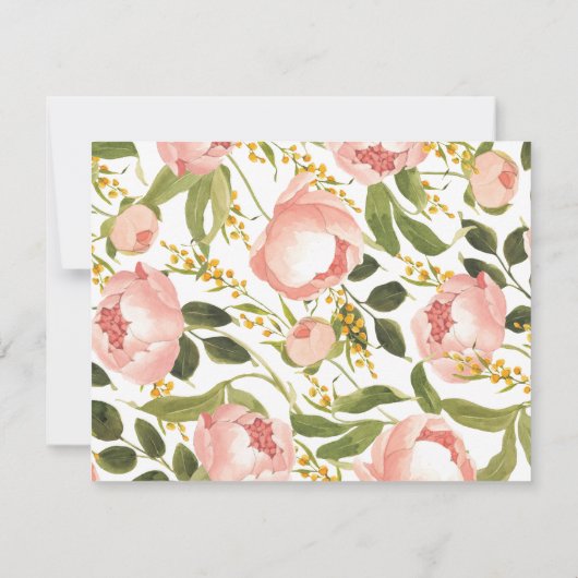 Roze Pioenrozen Gepersonaliseerde Platte Nota Kaar Notitiekaartje (Achterkant)