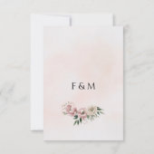 Roze Pioenrozen & Groene Romantische Boho RSVP Kaartje (Achterkant)