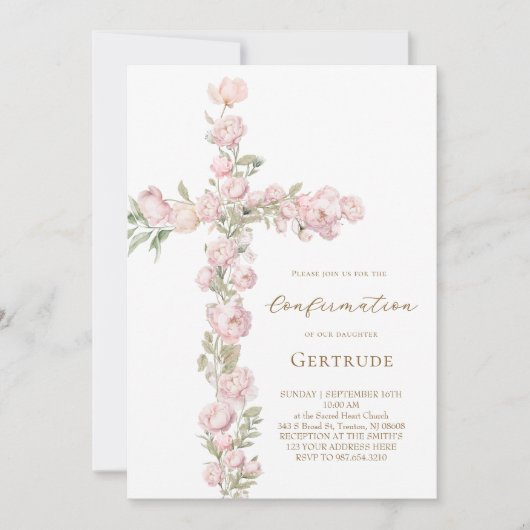 roze pioenrozen kruis Bevestiging Kaart (Voorkant)