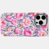 Roze Pioenrozen & Lavendel Waterverf Bloemmotief Case-Mate iPhone Case (Achterkant (horizontaal))
